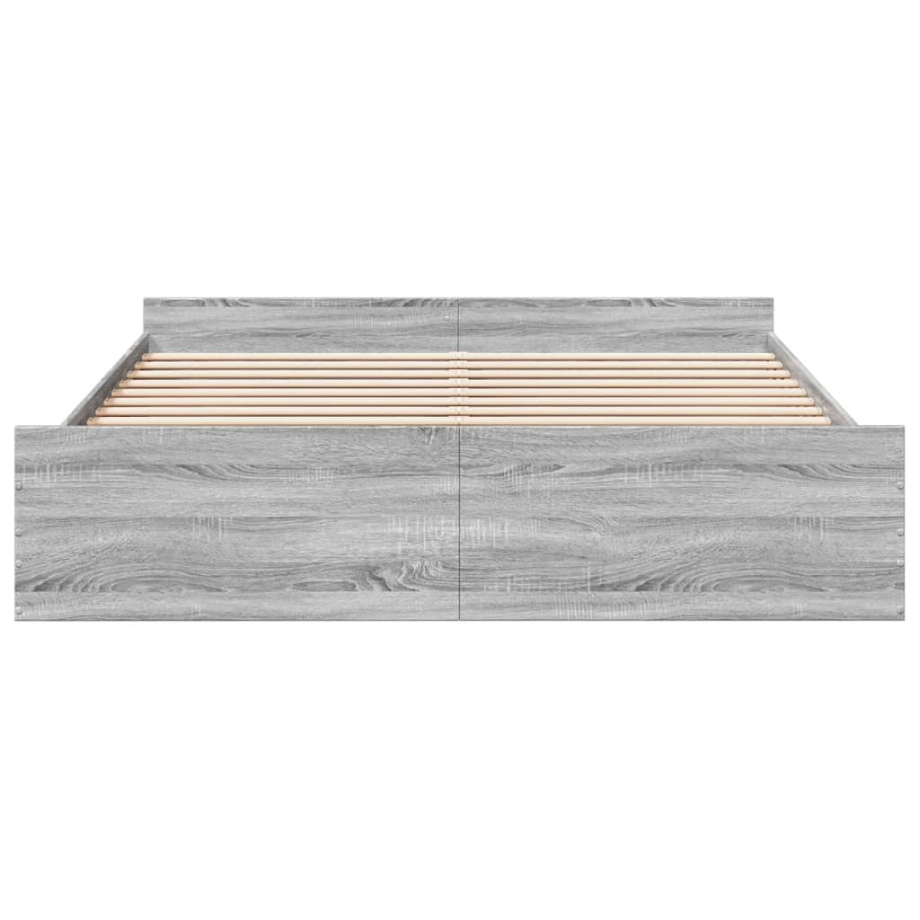 vidaXL Πλαίσιο Κρεβατιού με συρτάρια Γκρι sonoma 200x200εκ. Επεξ. Ξύλο