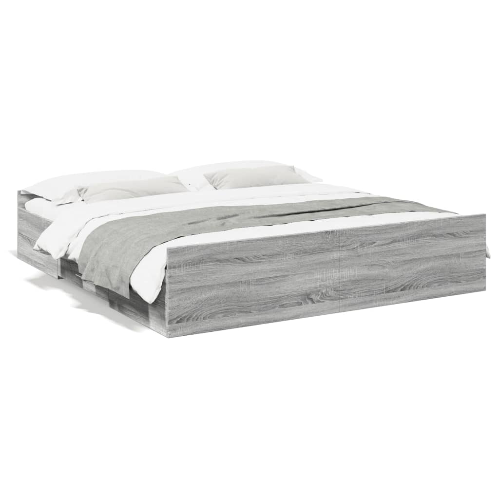 vidaXL Πλαίσιο Κρεβατιού με συρτάρια Γκρι sonoma 180x200εκ. Επεξ. Ξύλο
