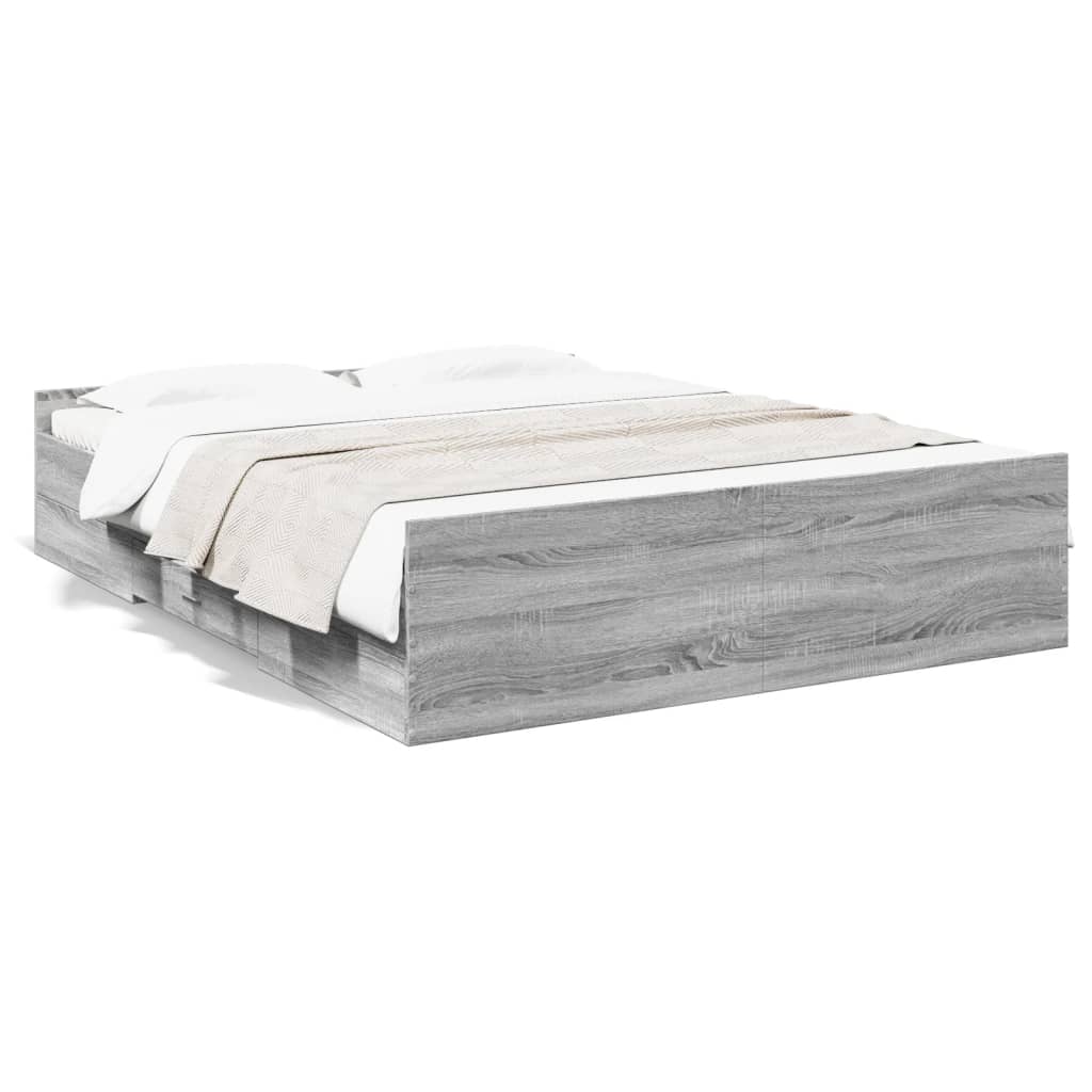 vidaXL Πλαίσιο Κρεβατιού με συρτάρια Γκρι sonoma 160x200εκ. Επεξ. Ξύλο