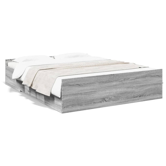 vidaXL Πλαίσιο Κρεβατιού με συρτάρια Γκρι sonoma 140x200εκ. Επεξ. Ξύλο