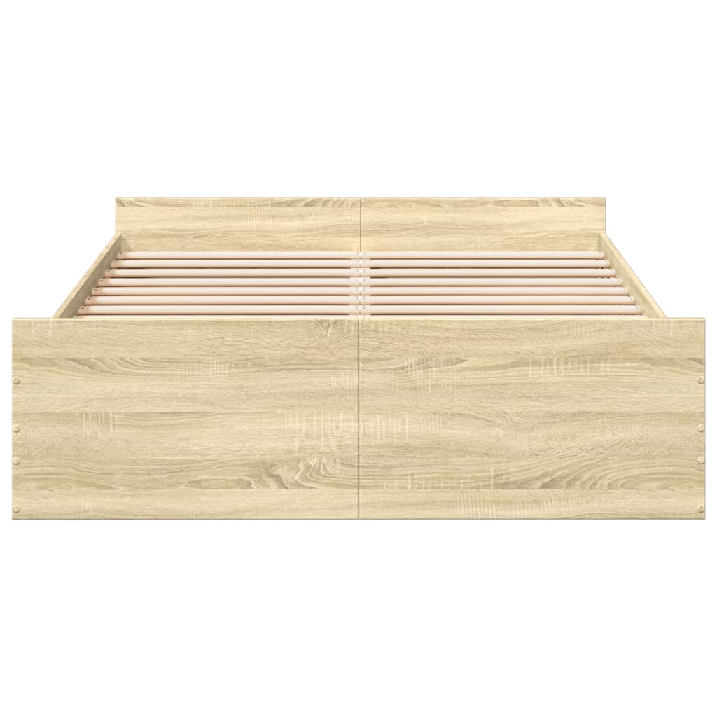vidaXL Πλαίσιο Κρεβατιού με συρτάρια Sonoma Δρυς 135x190εκ. Επεξ. Ξύλο