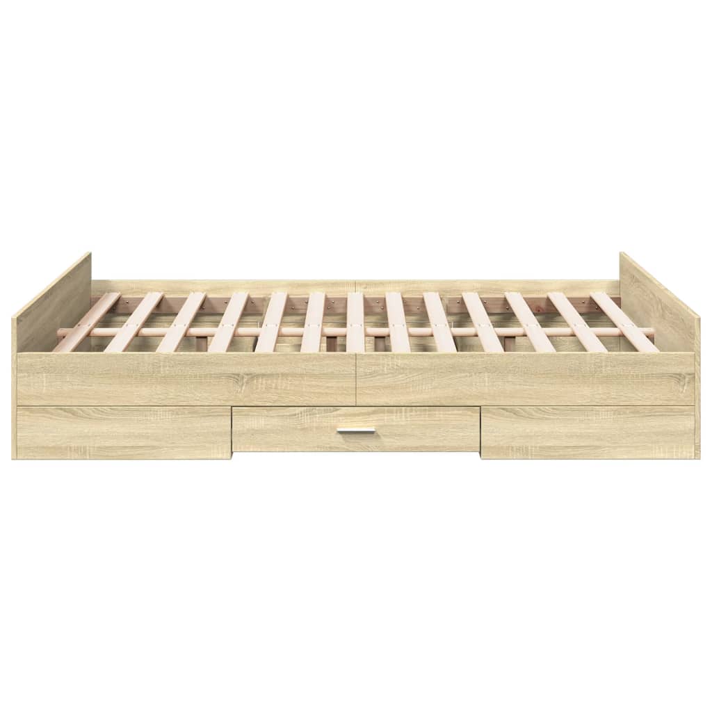 vidaXL Πλαίσιο Κρεβατιού με συρτάρια Sonoma Δρυς 135x190εκ. Επεξ. Ξύλο