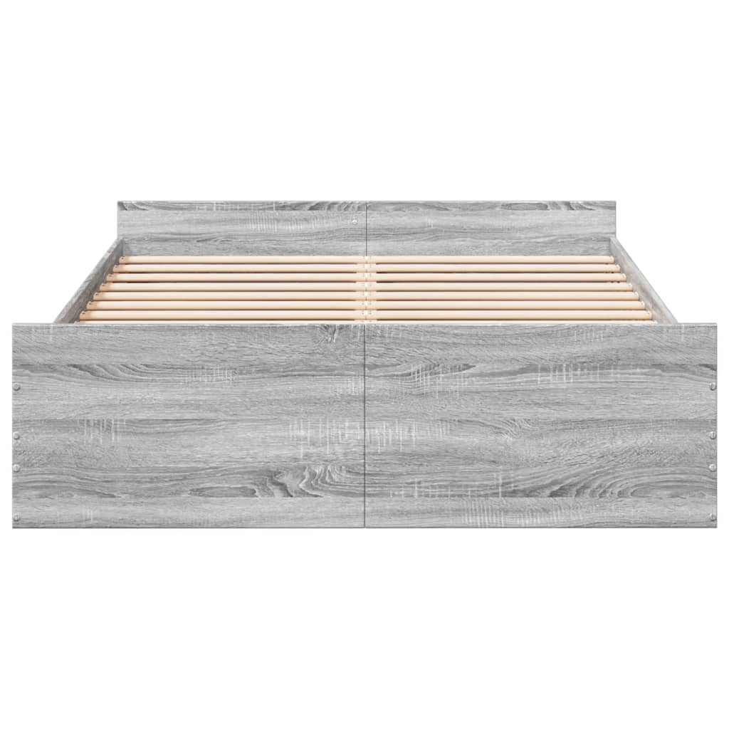 vidaXL Πλαίσιο Κρεβατιού με συρτάρια Γκρι sonoma 135x190εκ. Επεξ. Ξύλο