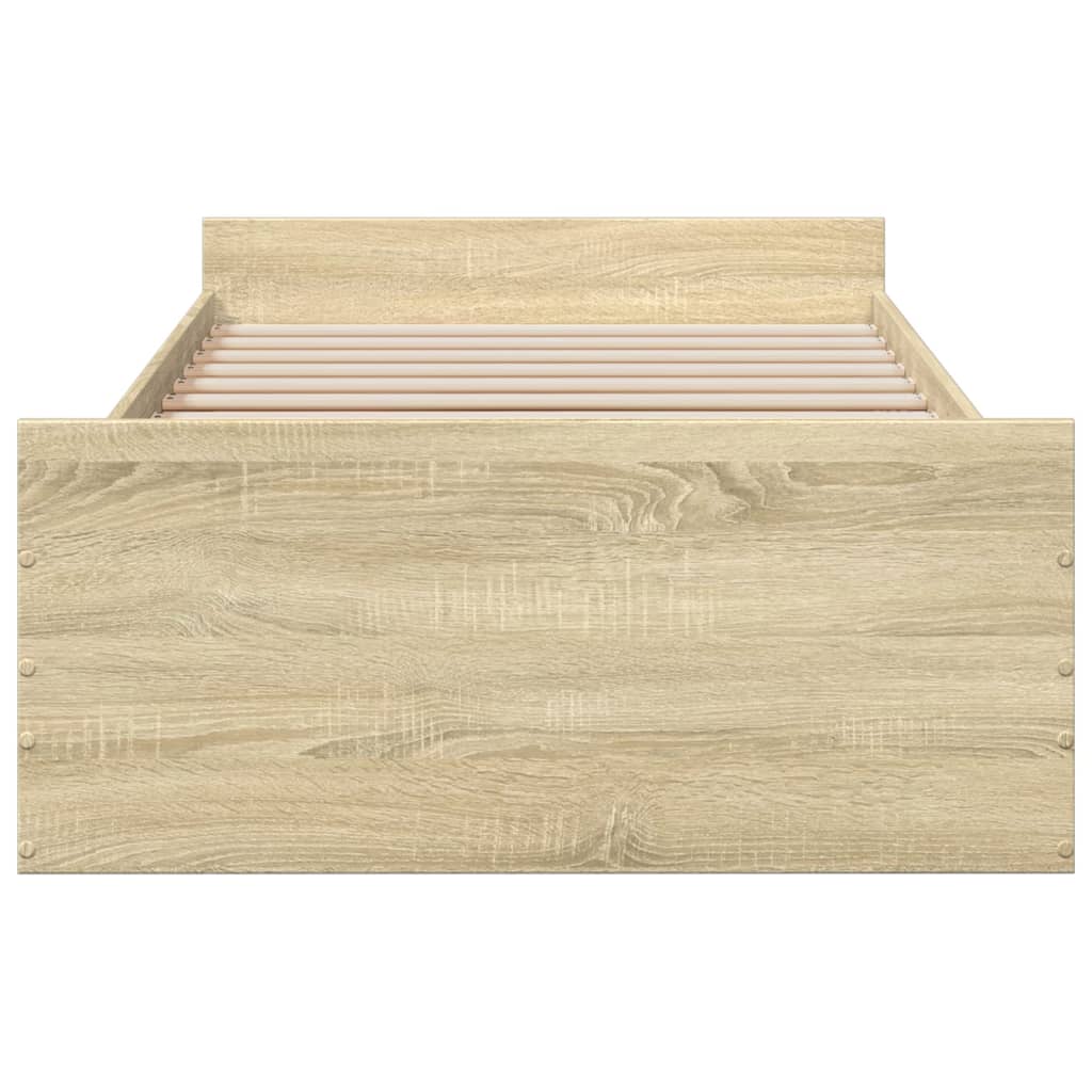 vidaXL Πλαίσιο Κρεβατιού με Συρτάρια Sonoma Δρυς 75x190 εκ. Επεξ. Ξύλο