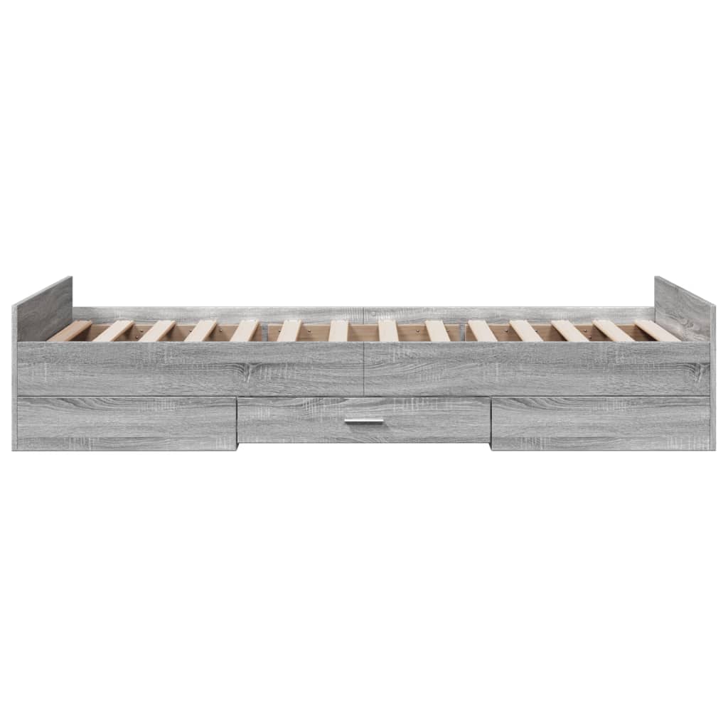vidaXL Πλαίσιο Κρεβατιού με Συρτάρια Γκρι Sonoma 75x190 εκ. Επεξ. Ξύλο