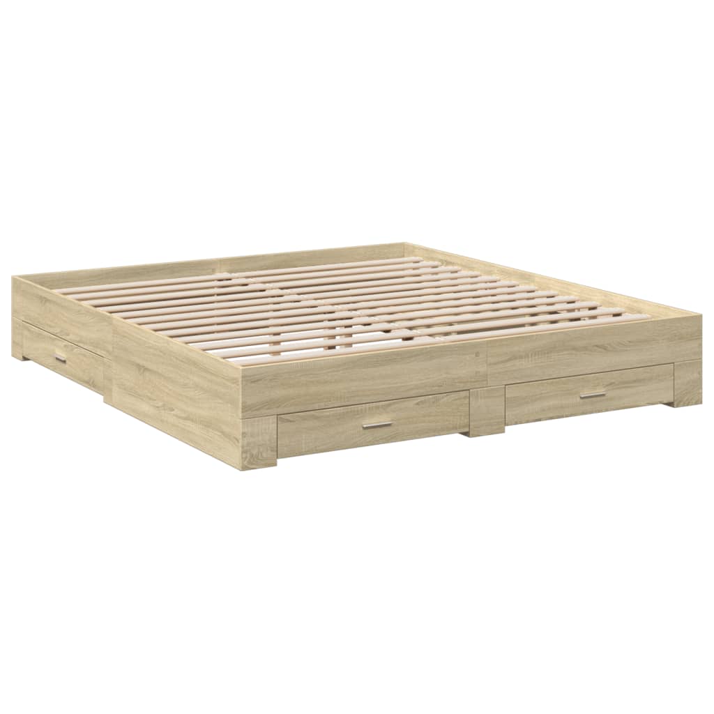vidaXL Πλαίσιο Κρεβατιού με συρτάρια Sonoma Δρυς 180x200εκ. Επεξ. Ξύλο