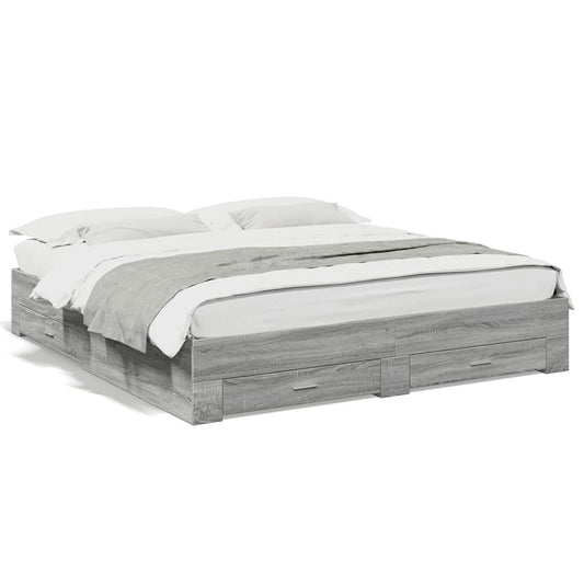 vidaXL Πλαίσιο Κρεβατιού με συρτάρια Γκρι sonoma 180x200εκ. Επεξ. Ξύλο