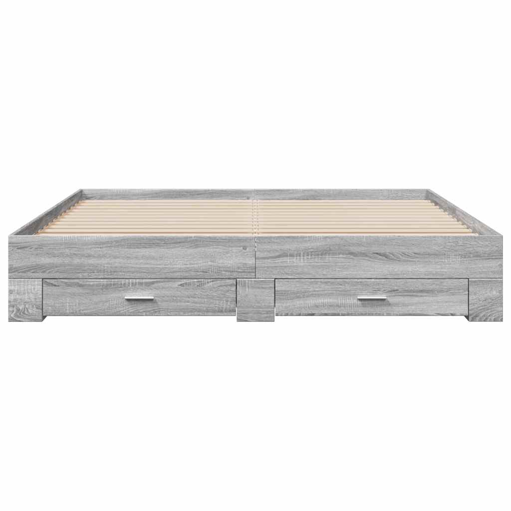vidaXL Πλαίσιο Κρεβατιού με συρτάρια Γκρι sonoma 180x200εκ. Επεξ. Ξύλο