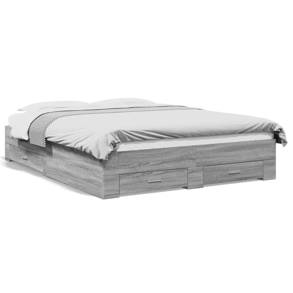 vidaXL Πλαίσιο Κρεβατιού με συρτάρια Γκρι sonoma 160x200εκ. Επεξ. Ξύλο