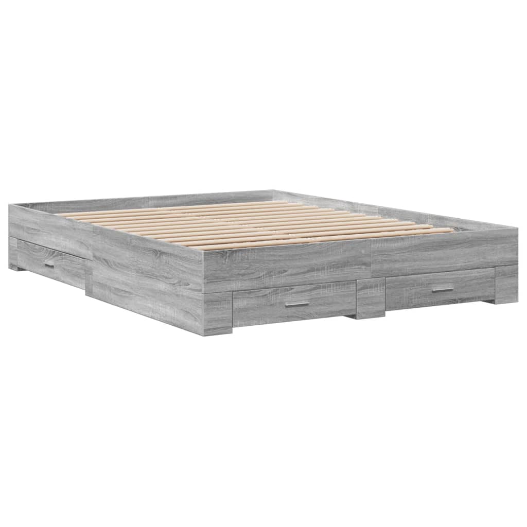vidaXL Πλαίσιο Κρεβατιού με συρτάρια Γκρι sonoma 160x200εκ. Επεξ. Ξύλο