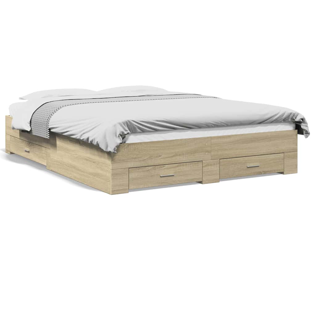 vidaXL Πλαίσιο Κρεβατιού με Συρτάρια Sonoma Δρυς 150x200εκ. Επεξ. Ξύλο