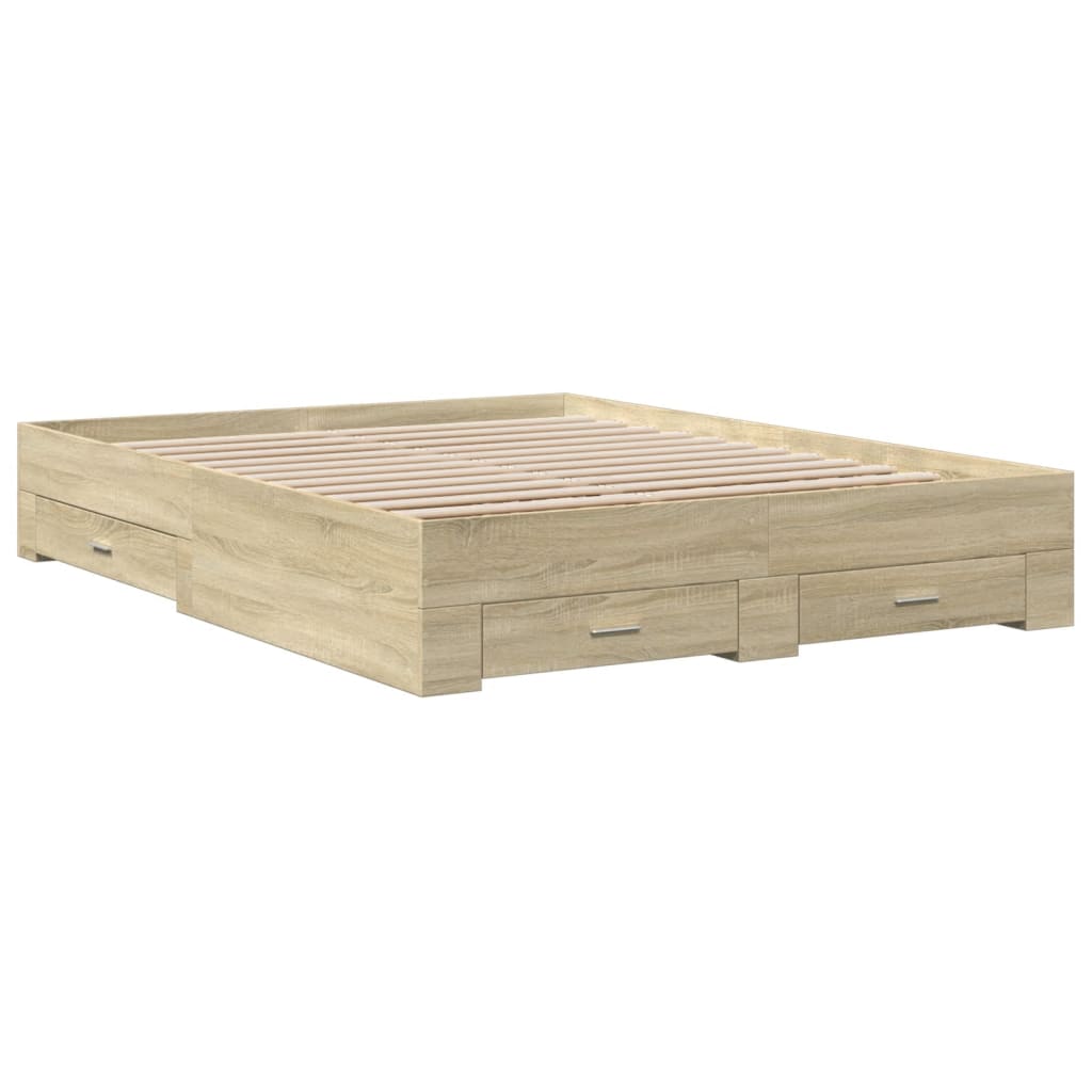 vidaXL Πλαίσιο Κρεβατιού με Συρτάρια Sonoma Δρυς 150x200εκ. Επεξ. Ξύλο