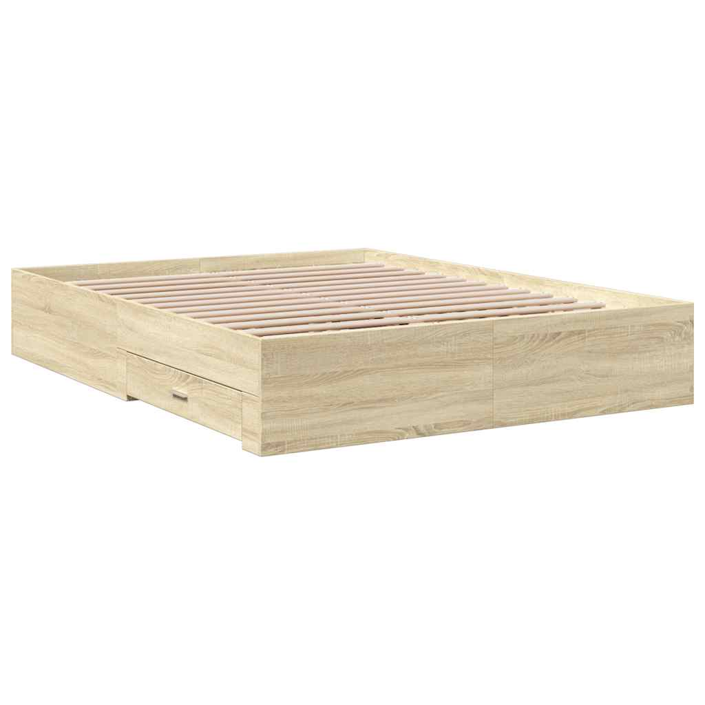 vidaXL Πλαίσιο Κρεβατιού με Συρτάρια Sonoma Δρυς 150x200εκ. Επεξ. Ξύλο