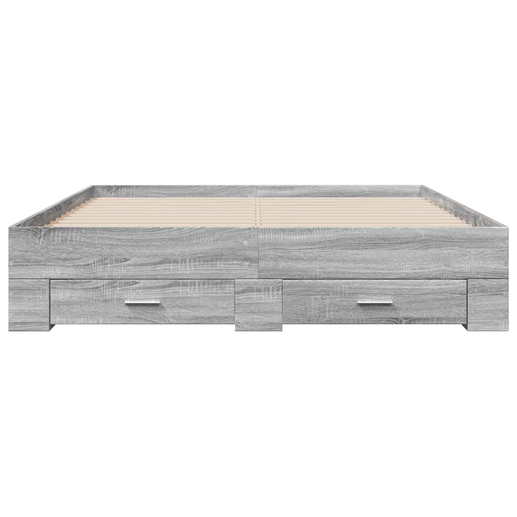 vidaXL Πλαίσιο Κρεβατιού με Συρτάρια Γκρι Sonoma 150x200εκ. Επεξ. Ξύλο