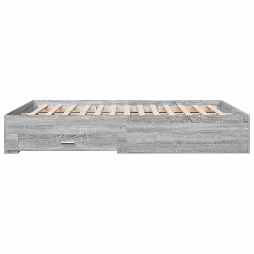 vidaXL Πλαίσιο Κρεβατιού με συρτάρια Γκρι sonoma 140x200εκ. Επεξ. Ξύλο