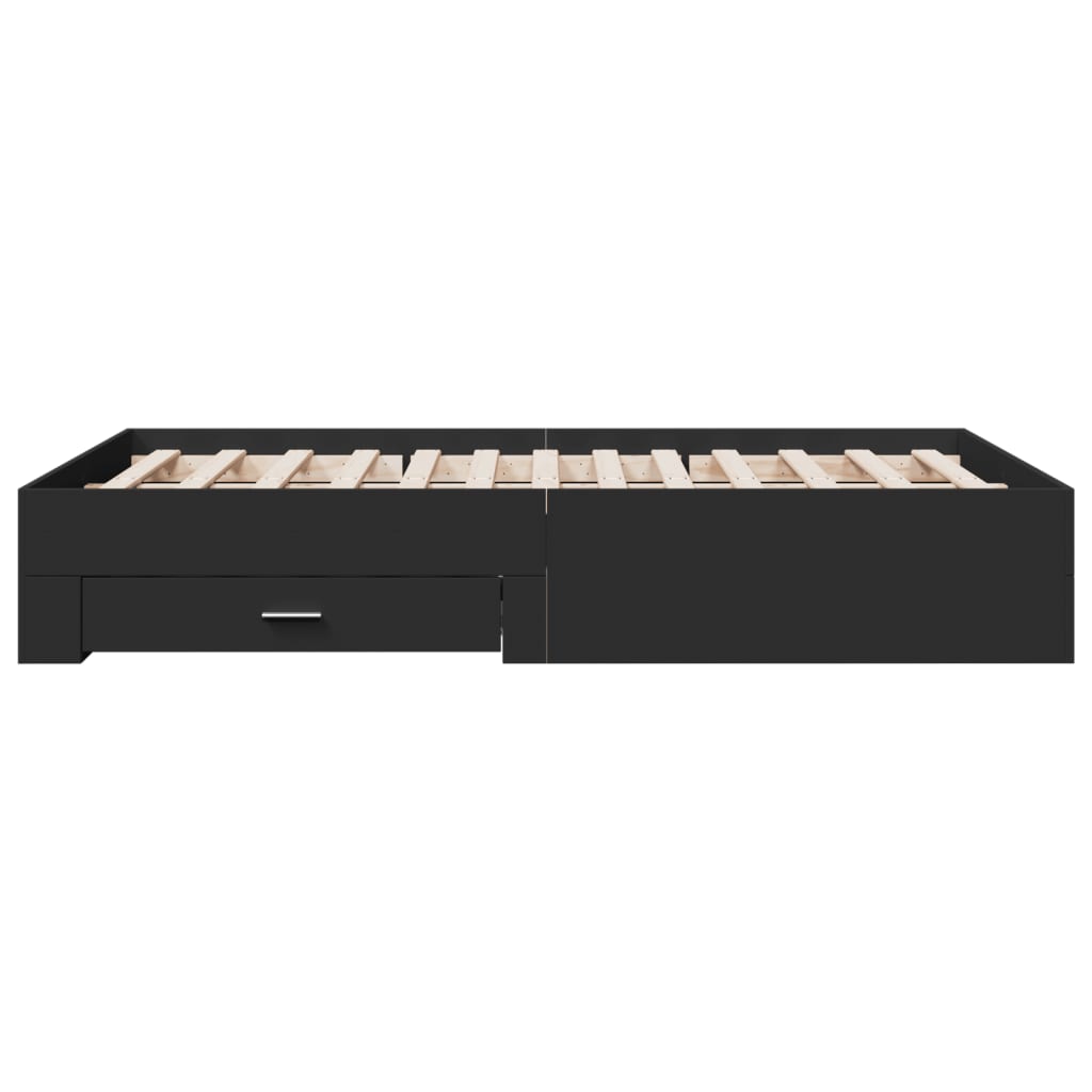 vidaXL Πλαίσιο Κρεβατιού με Συρτάρια Μαύρο 140x190 εκ Επεξεργ. Ξύλο