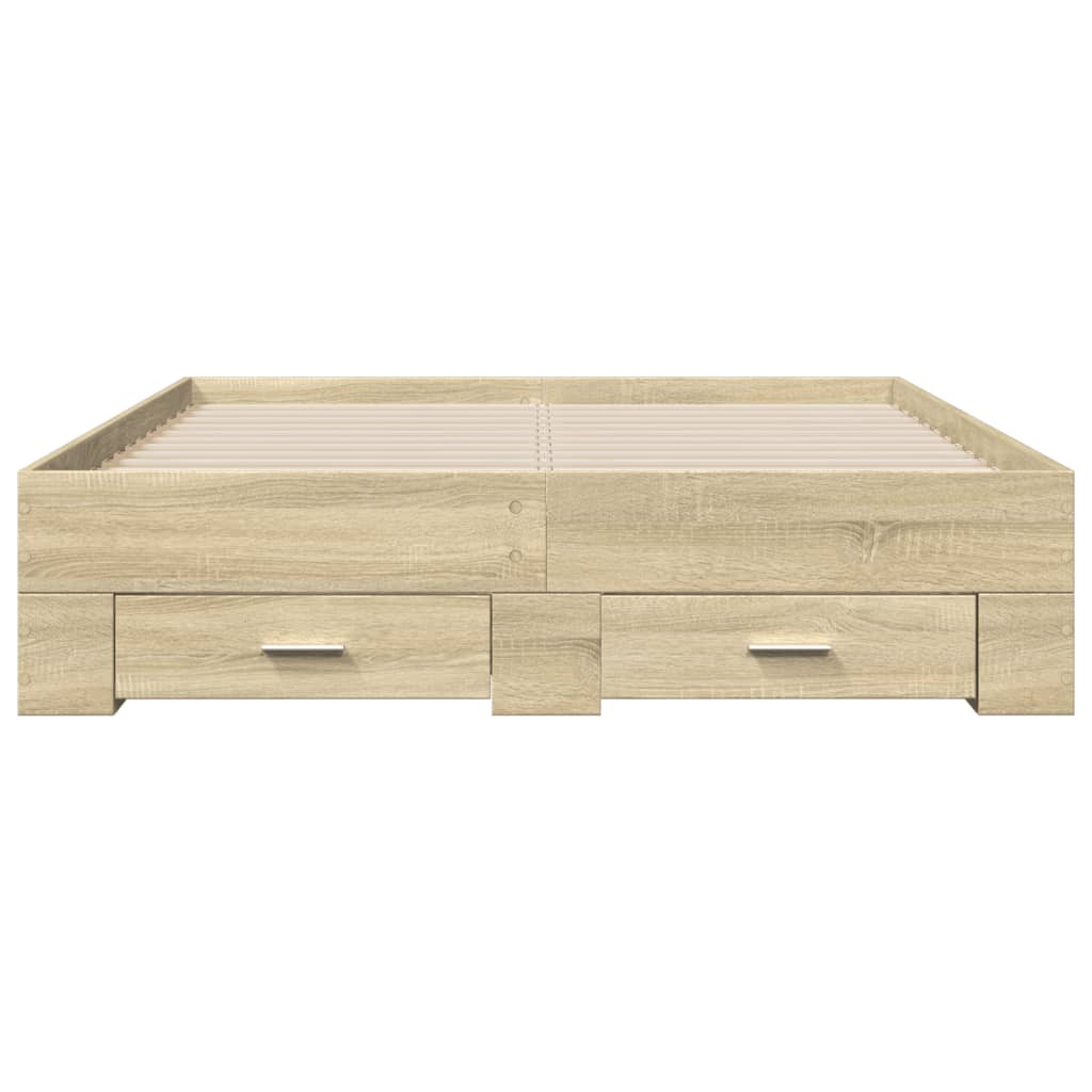 vidaXL Πλαίσιο Κρεβατιού με συρτάρια Sonoma Δρυς 140x190εκ. Επεξ. Ξύλο