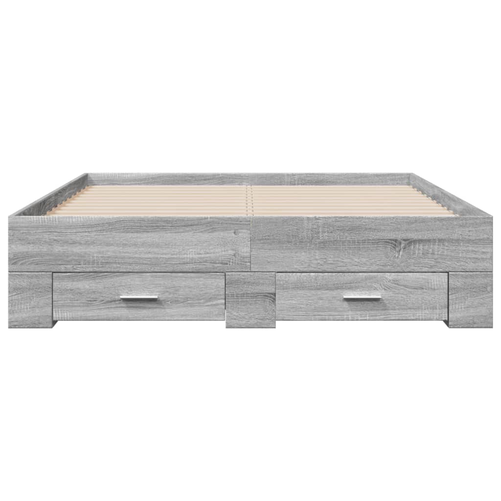 vidaXL Πλαίσιο Κρεβατιού με συρτάρια Γκρι sonoma 140x190εκ. Επεξ. Ξύλο
