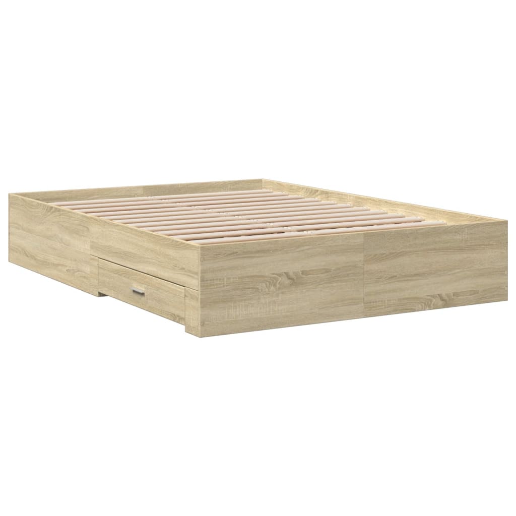 vidaXL Πλαίσιο Κρεβατιού με συρτάρια Sonoma Δρυς 120x190εκ. Επεξ. Ξύλο