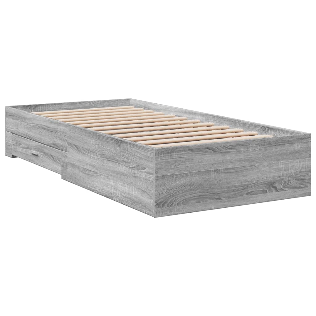 vidaXL Πλαίσιο Κρεβατιού με συρτάρια Γκρι sonoma 100x200εκ. Επεξ. Ξύλο