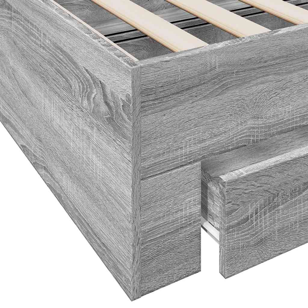 vidaXL Πλαίσιο Κρεβατιού με Συρτάρια Γκρι Sonoma 90x190εκ. Επεξ. Ξύλο