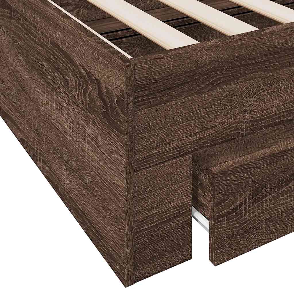 vidaXL Πλαίσιο Κρεβατιού με Συρτάρια Καφέ Δρυς 75x190 εκ.