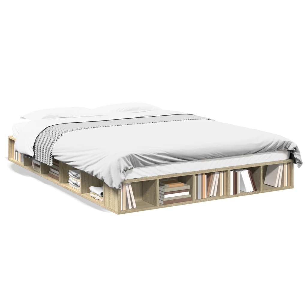 vidaXL Πλαίσιο Κρεβατιού Sonoma Δρυς 150x200 εκ. Επεξεργασμένο Ξύλο