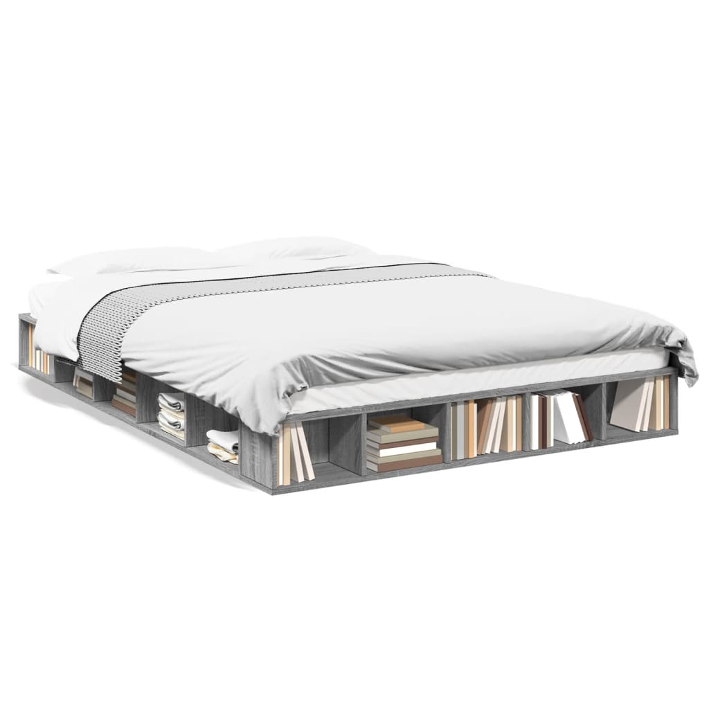 vidaXL Πλαίσιο Κρεβατιού Γκρι Sonoma 150x200 εκ. Επεξεργασμένο Ξύλο