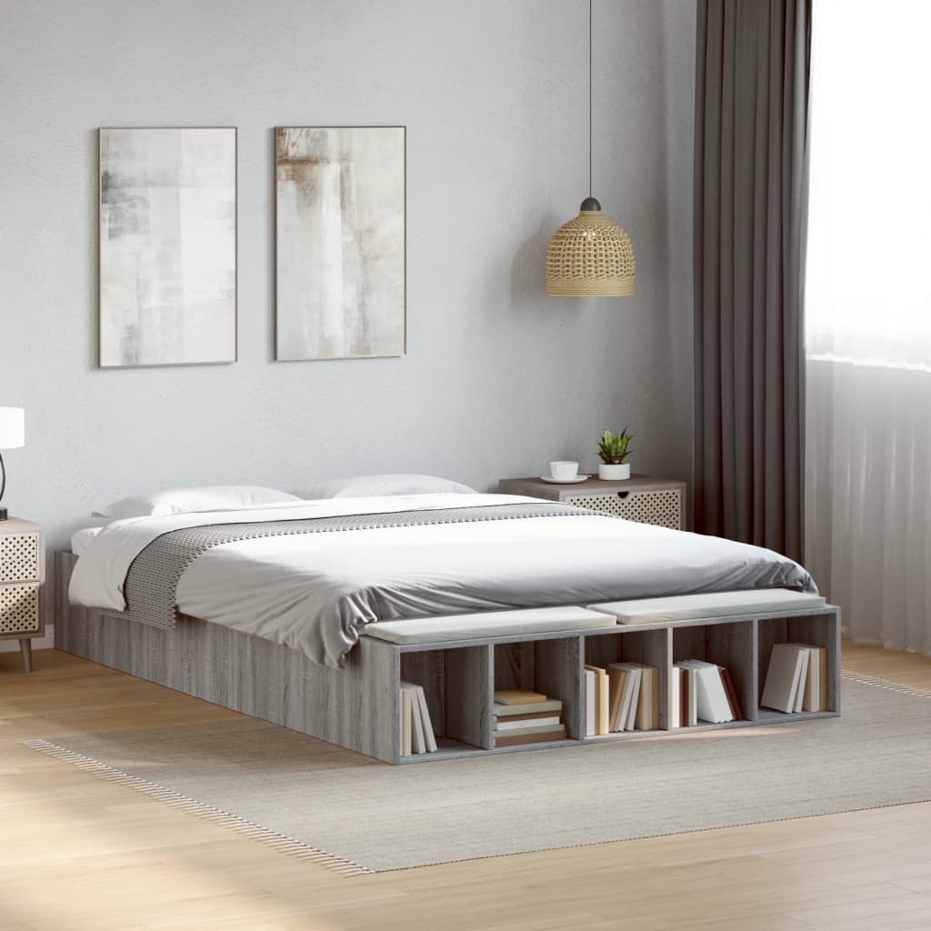 vidaXL Πλαίσιο Κρεβατιού Γκρι Sonoma 140x190 εκ. Επεξεργασμένο Ξύλο