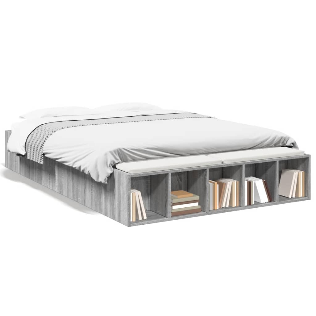 vidaXL Πλαίσιο Κρεβατιού Γκρι Sonoma 135x190 εκ. Επεξεργασμένο Ξύλο