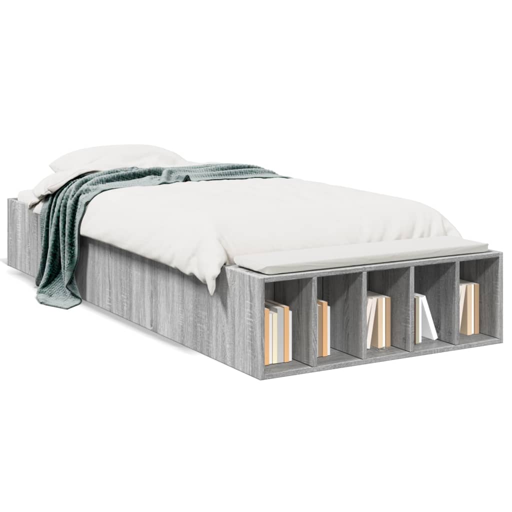 vidaXL Πλαίσιο Κρεβατιού Γκρι Sonoma 75x190 εκ. Επεξεργασμένο Ξύλο