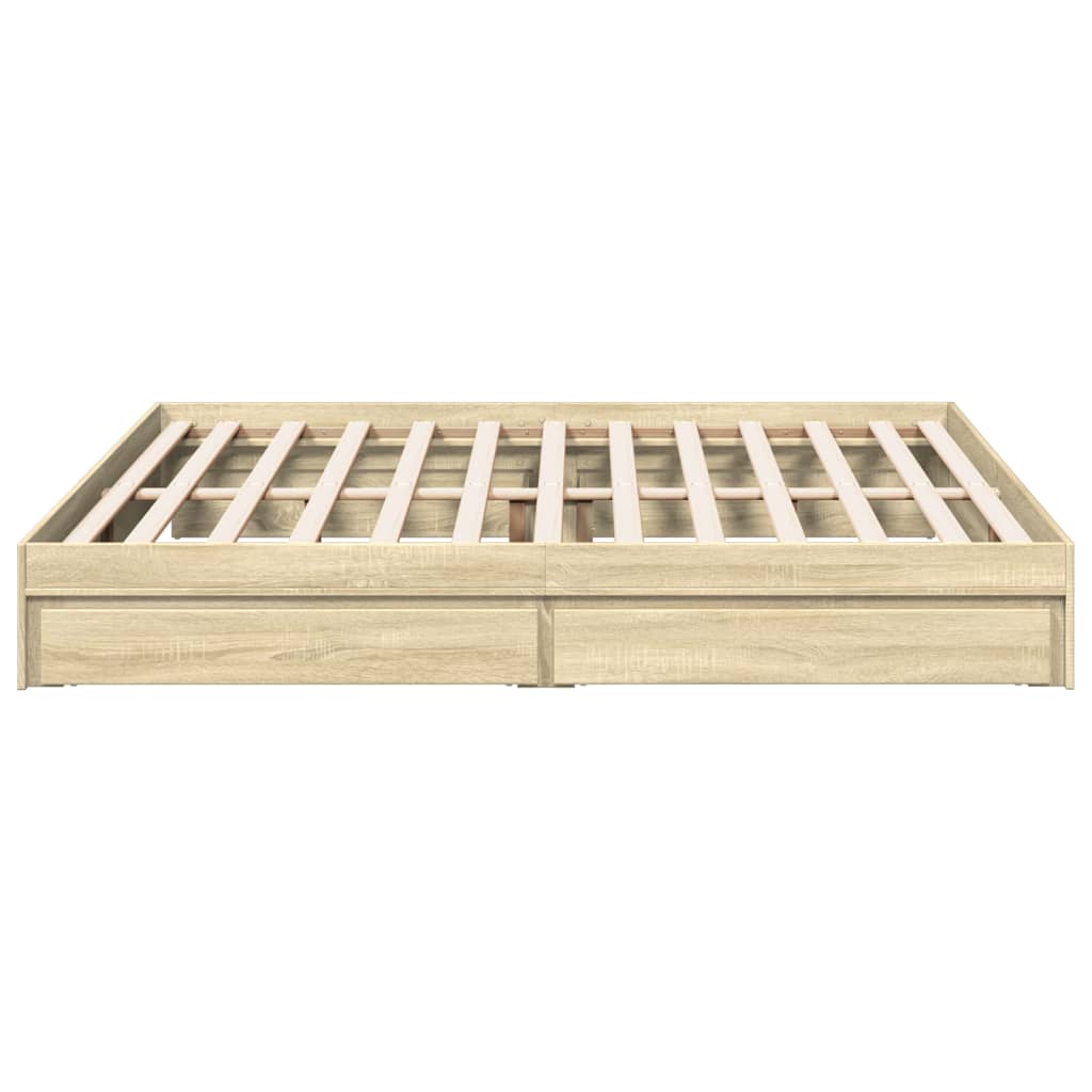 vidaXL Πλαίσιο Κρεβατιού με συρτάρια Sonoma Δρυς 200x200εκ. Επεξ. Ξύλο