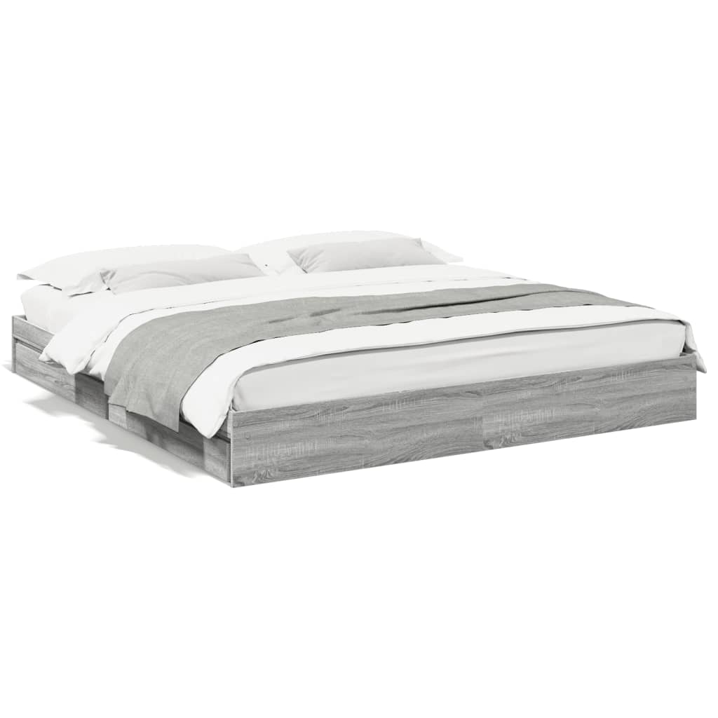 vidaXL Πλαίσιο Κρεβατιού με συρτάρια Γκρι sonoma 200x200εκ. Επεξ. Ξύλο