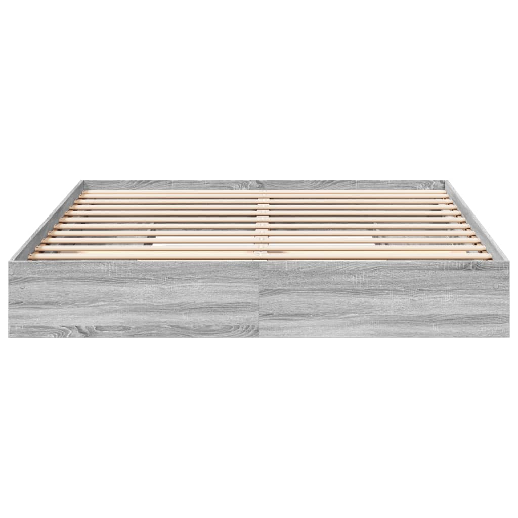 vidaXL Πλαίσιο Κρεβατιού με συρτάρια Γκρι sonoma 200x200εκ. Επεξ. Ξύλο
