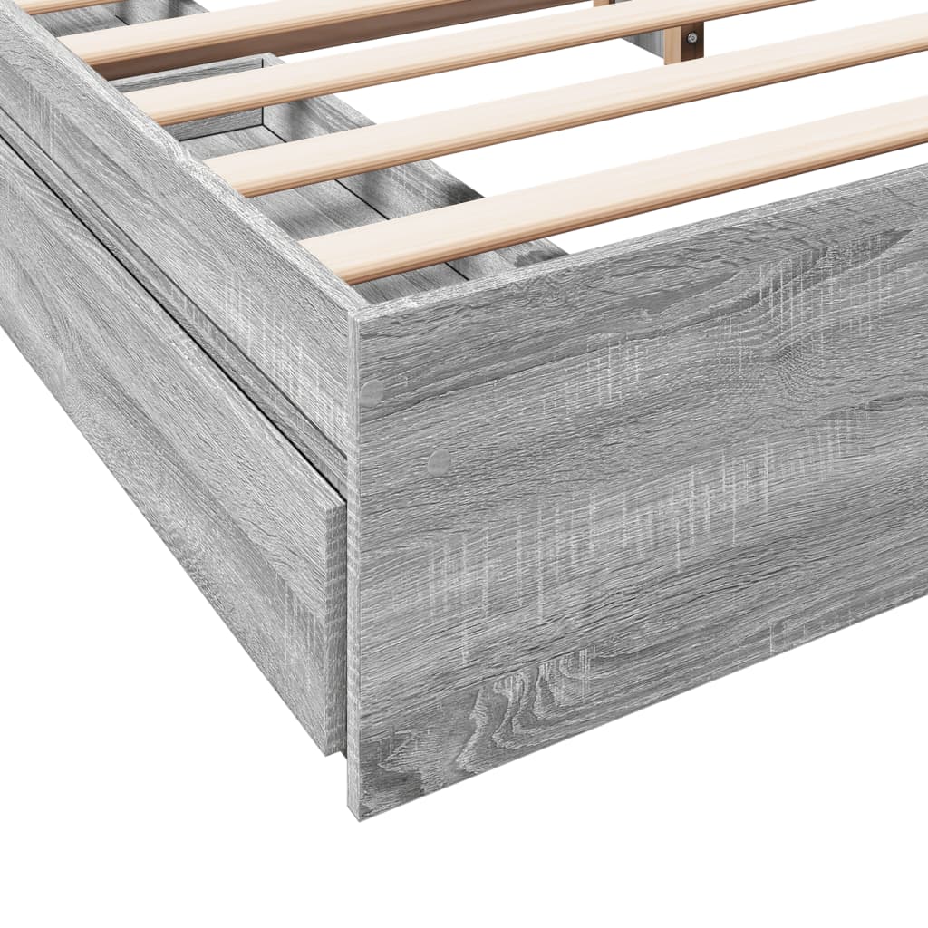 vidaXL Πλαίσιο Κρεβατιού με συρτάρια Γκρι sonoma 200x200εκ. Επεξ. Ξύλο