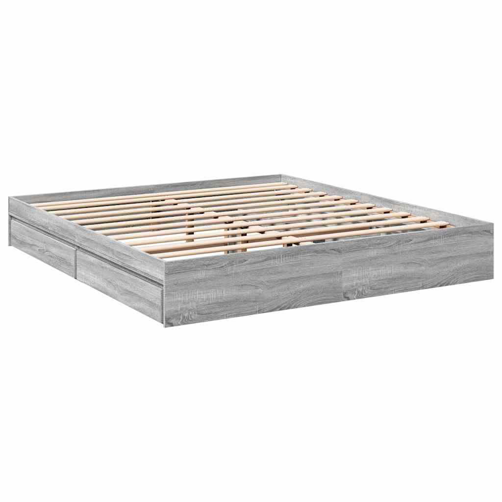 vidaXL Πλαίσιο Κρεβατιού με συρτάρια Γκρι sonoma 180x200εκ. Επεξ. Ξύλο