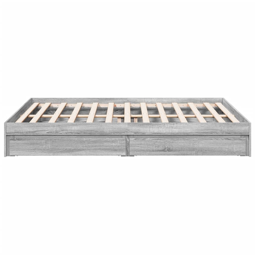 vidaXL Πλαίσιο Κρεβατιού με Συρτάρια Γκρι Sonoma 150x200εκ. Επεξ. Ξύλο