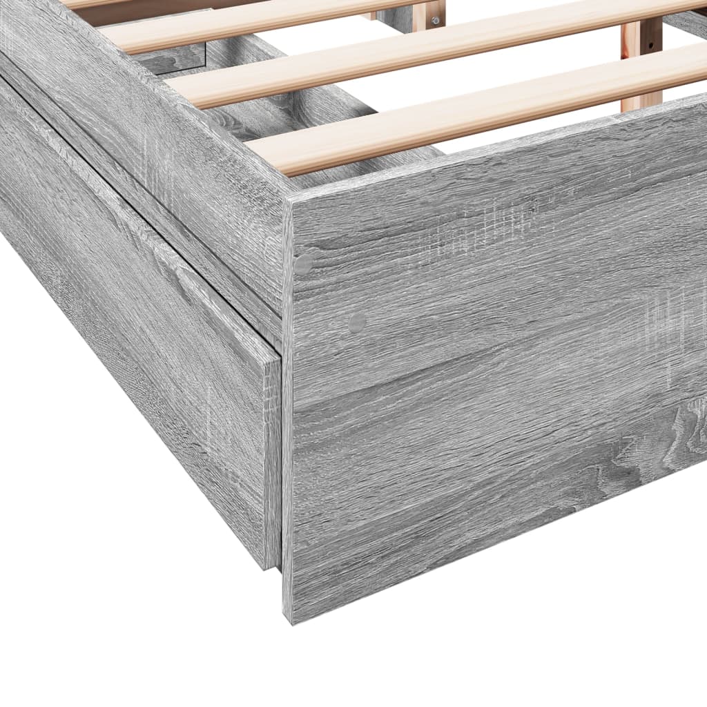 vidaXL Πλαίσιο Κρεβατιού με Συρτάρια Γκρι Sonoma 150x200εκ. Επεξ. Ξύλο