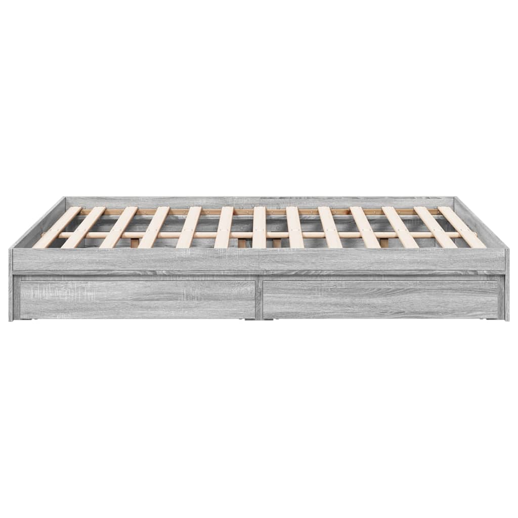 vidaXL Πλαίσιο Κρεβατιού με συρτάρια Γκρι sonoma 140x200εκ. Επεξ. Ξύλο