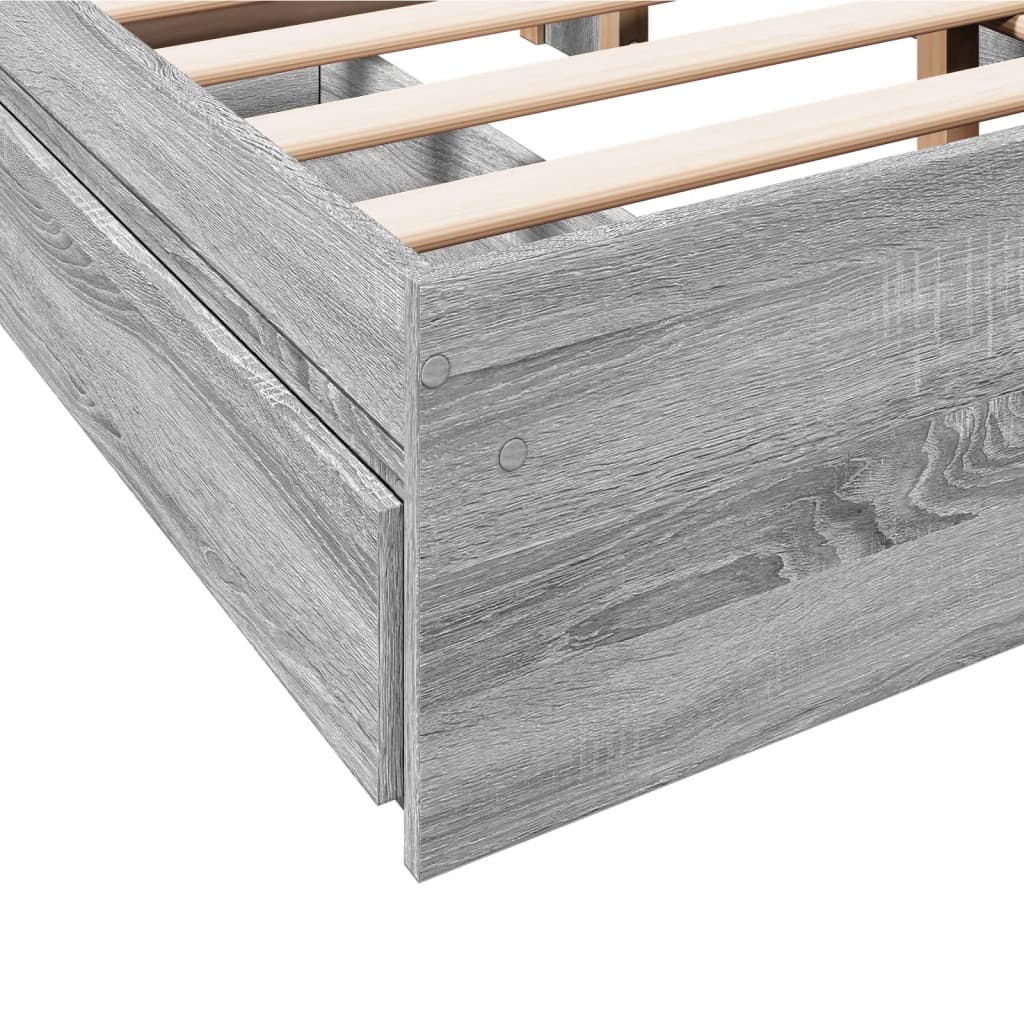 vidaXL Πλαίσιο Κρεβατιού με συρτάρια Γκρι sonoma 140x200εκ. Επεξ. Ξύλο