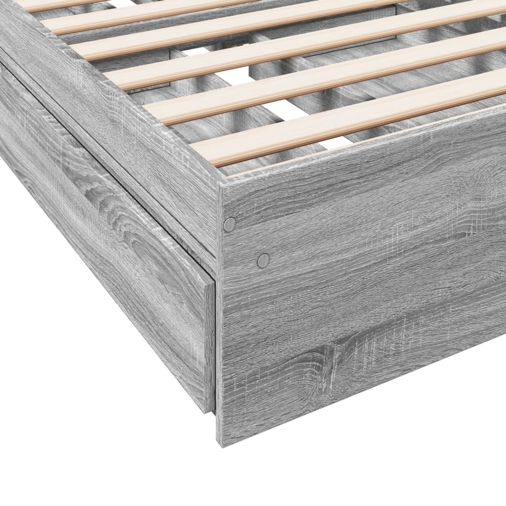 vidaXL Πλαίσιο Κρεβατιού με συρτάρια Γκρι sonoma 90x200εκ. Επεξ. Ξύλο