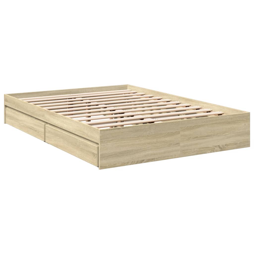 vidaXL Πλαίσιο Κρεβατιού με συρτάρια Sonoma Δρυς 140x190εκ. Επεξ. Ξύλο