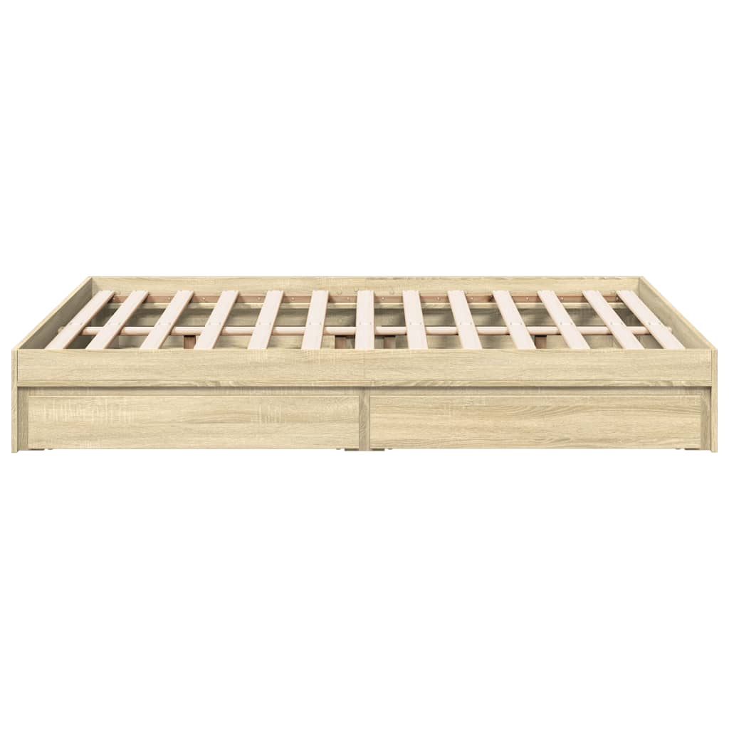vidaXL Πλαίσιο Κρεβατιού με συρτάρια Sonoma Δρυς 135x190εκ. Επεξ. Ξύλο