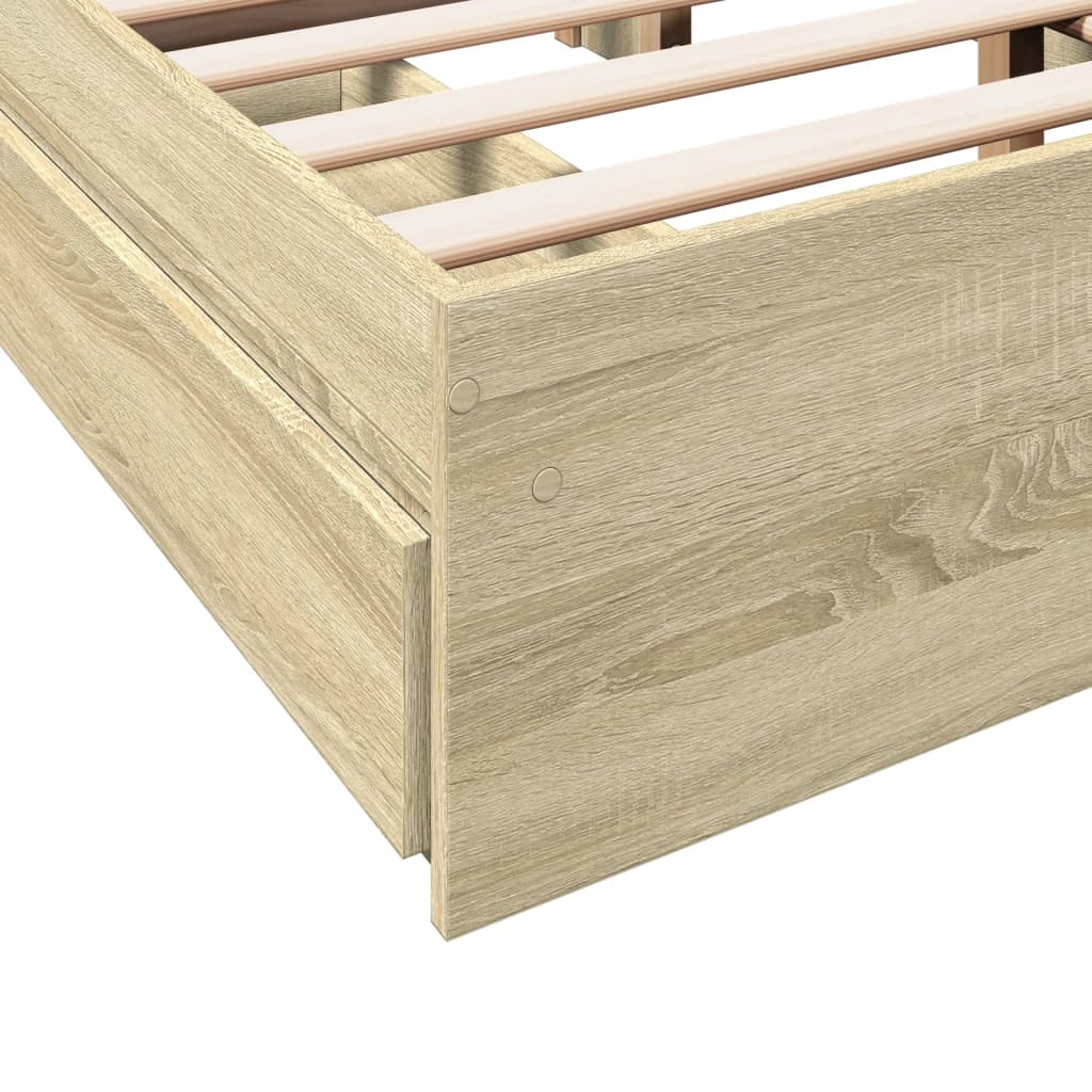 vidaXL Πλαίσιο Κρεβατιού με συρτάρια Sonoma Δρυς 135x190εκ. Επεξ. Ξύλο