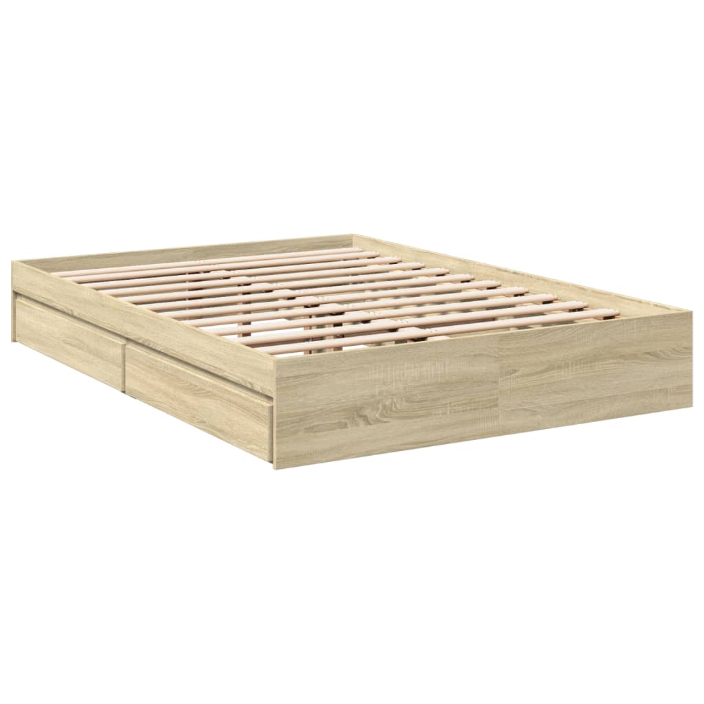 vidaXL Πλαίσιο Κρεβατιού με συρτάρια Sonoma Δρυς 120x190εκ. Επεξ. Ξύλο