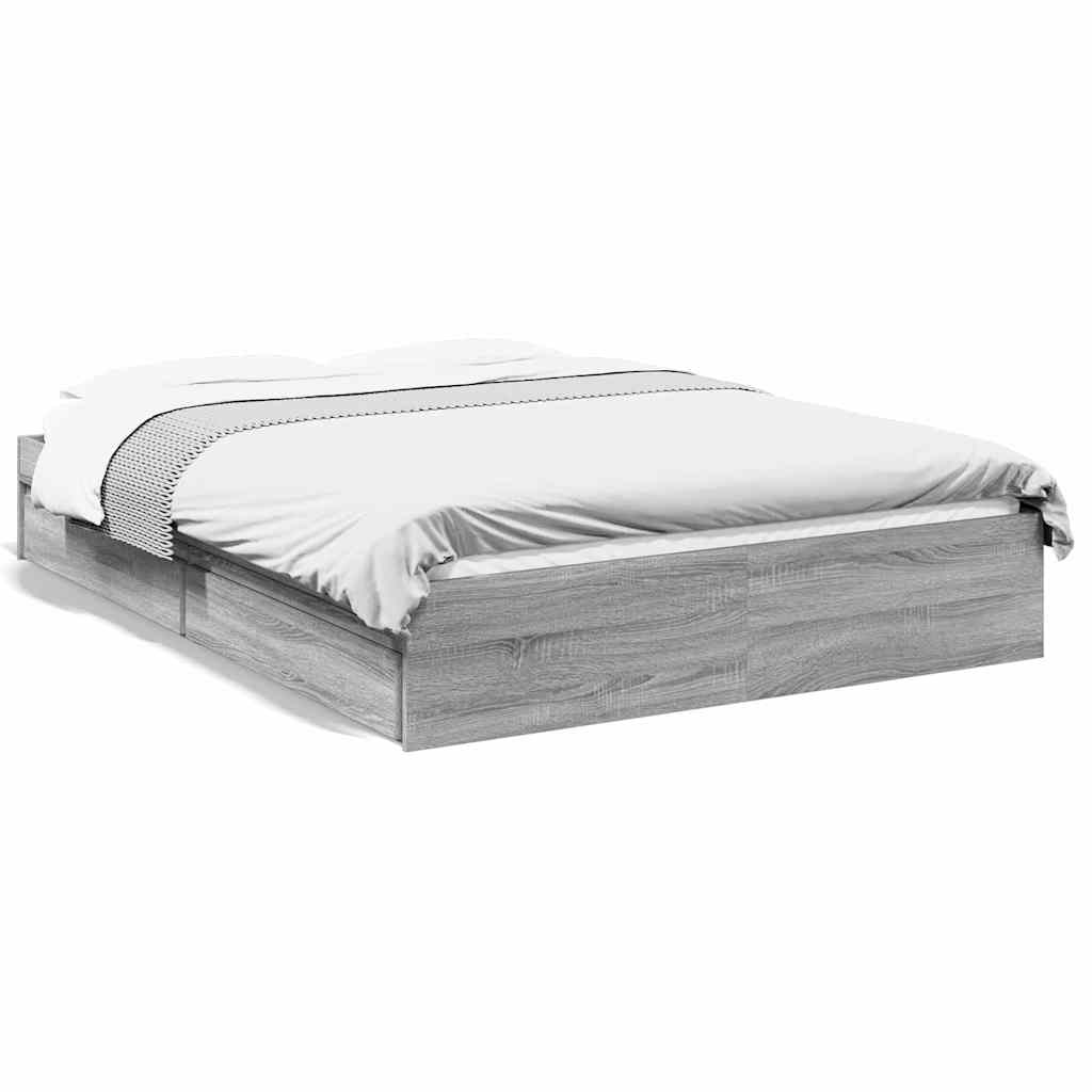 vidaXL Πλαίσιο Κρεβατιού με συρτάρια Γκρι sonoma 120x190εκ. Επεξ. Ξύλο