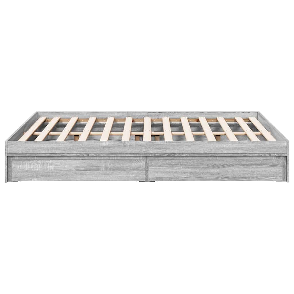 vidaXL Πλαίσιο Κρεβατιού με συρτάρια Γκρι sonoma 120x190εκ. Επεξ. Ξύλο