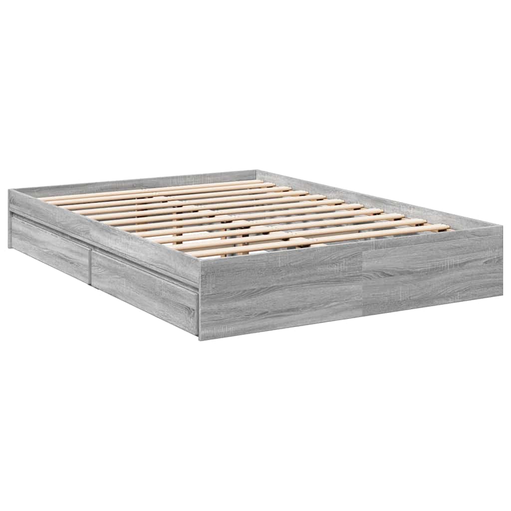 vidaXL Πλαίσιο Κρεβατιού με συρτάρια Γκρι sonoma 120x190εκ. Επεξ. Ξύλο