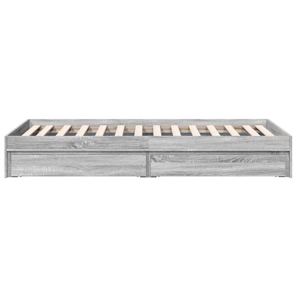 vidaXL Πλαίσιο Κρεβατιού με Συρτάρια Γκρι Sonoma 90x190εκ. Επεξ. Ξύλο