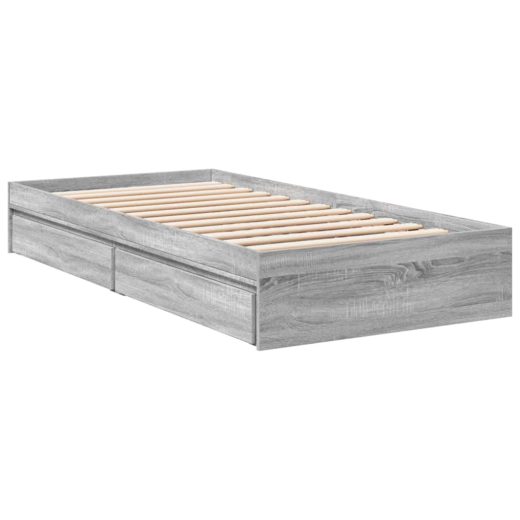 vidaXL Πλαίσιο Κρεβατιού με Συρτάρια Γκρι Sonoma 90x190εκ. Επεξ. Ξύλο